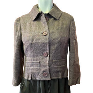 Vintage 1960s Montaldo's Suit Blazer Tweed Jacket Crop Purple Size Small Preppy